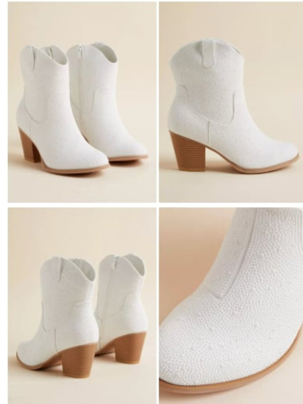 Bone White Embellished Western Bootie (Size 13 WW)